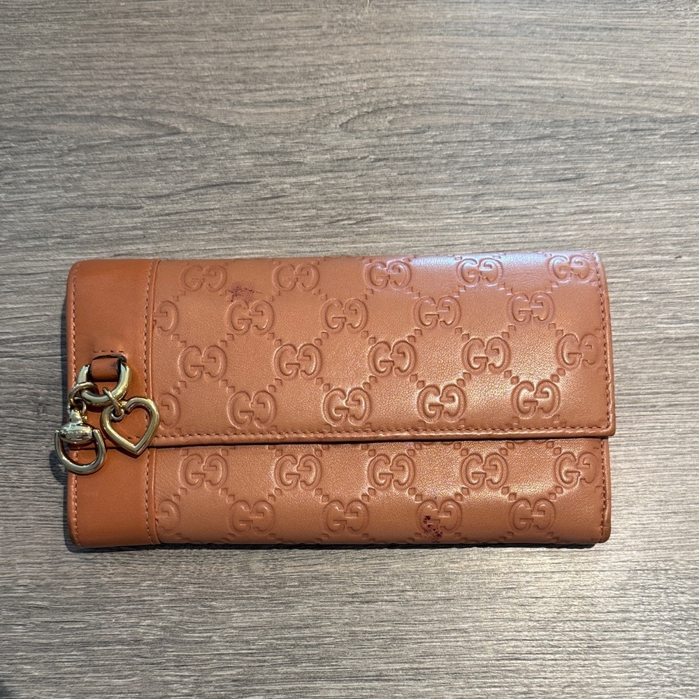 Gucci Guccissima Leather Continental Wallet Y2K Vintage Authentic Tan GG Logo